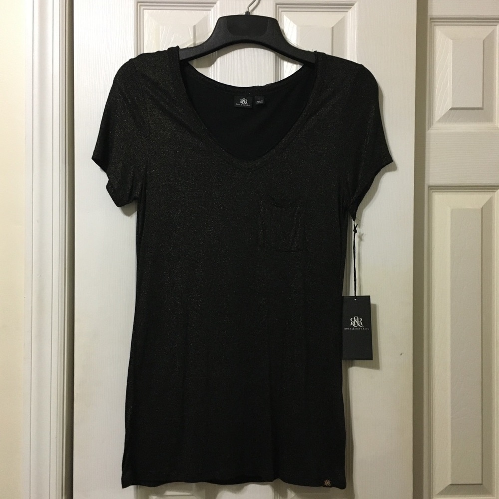 Rock & Republic Shimmery Tee, Small